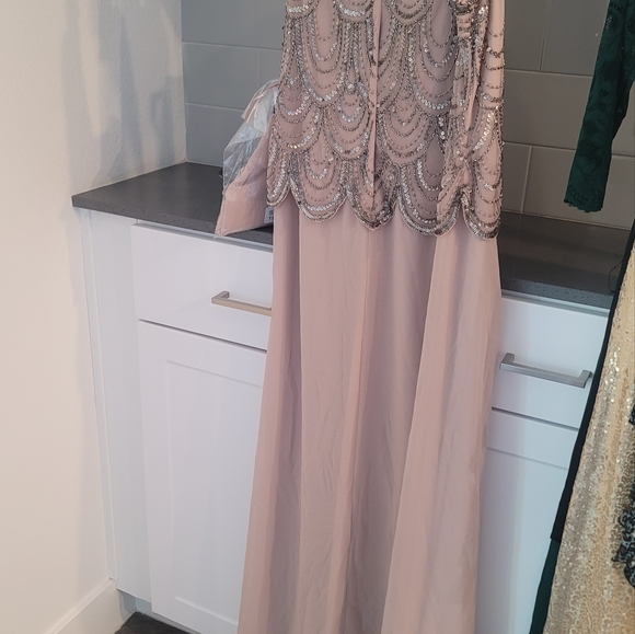 J kara Womens Sleeveless Beaded Pop Over Dress  with Scarf sz 10P NWT $209 - Picture 6 of 11